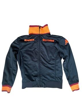 Kappa AS Roma Kids Black and Orange Track Jacket